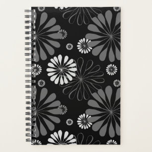 Black and White Retro Floral Planner