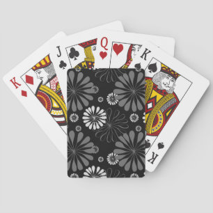 Black and White Retro Floral Playing Cards