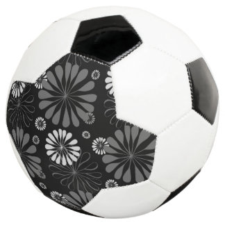 Black and White Retro Floral Soccer Ball