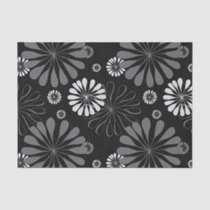 Black and White Retro Floral Tissue Paper
