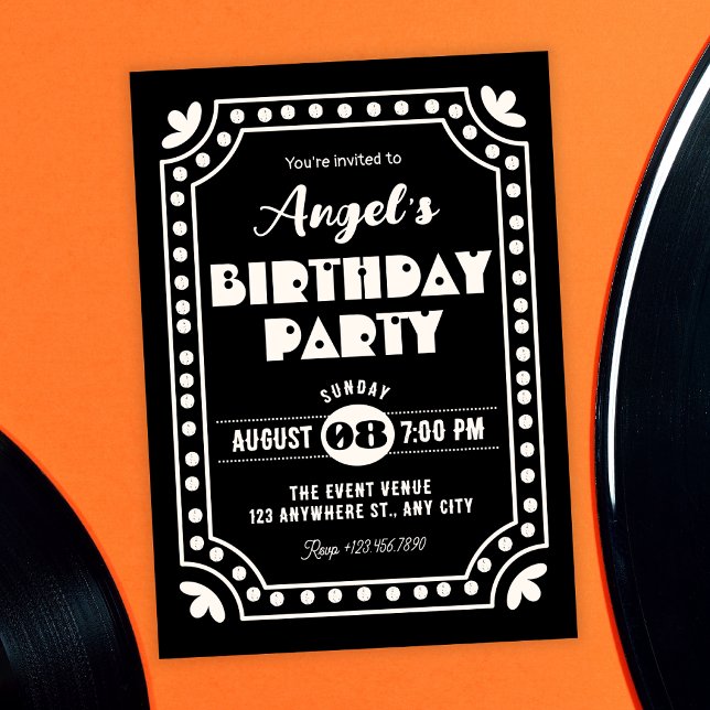 Black and white Retro fun birthday  Invitation (Creator Uploaded)