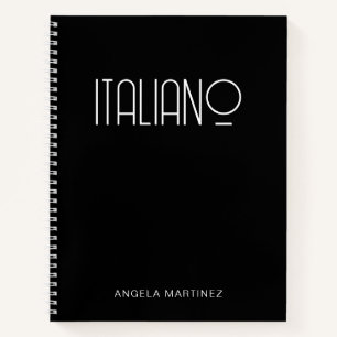 Black and White Retro Italiano Language Study Notebook