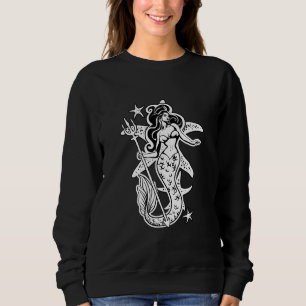 Black And White Retro Pin-Up Mermaid Sweatshirt