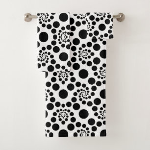 Black and White Retro Polka Dots Bath Towel Set
