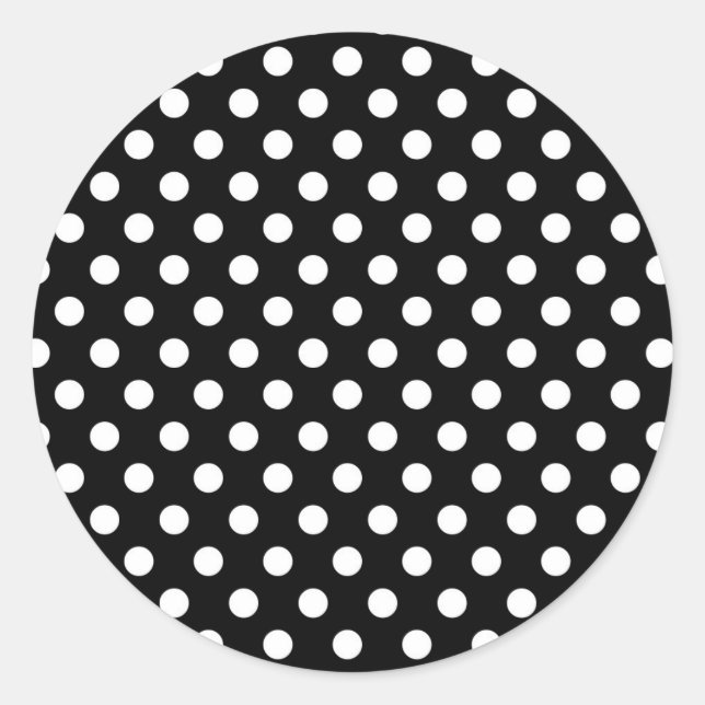 Black and White Retro Polka Dots Pattern Card Seal (Front)