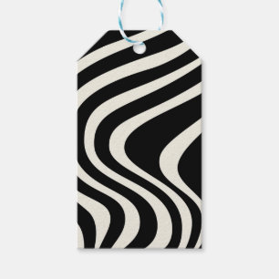 Black and white retro style waves gift tags