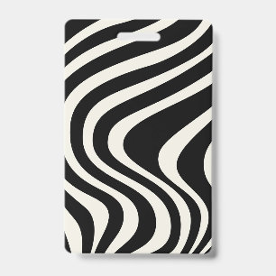 Black and white retro style waves ID badge