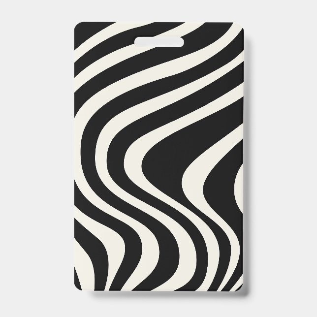 Black and white retro style waves ID badge (Front)