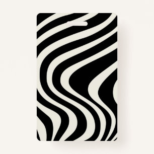 Black and white retro style waves ID badge