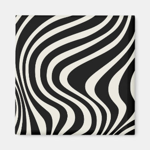 Black and white retro style waves magnet