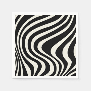 Black and white retro style waves napkin
