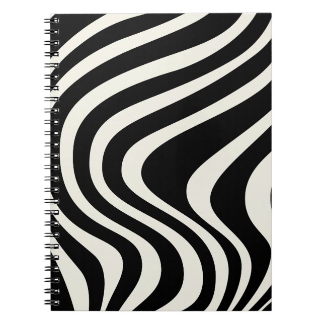 Black and white retro style waves notebook (Front)