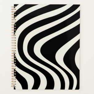 Black and white retro style waves planner