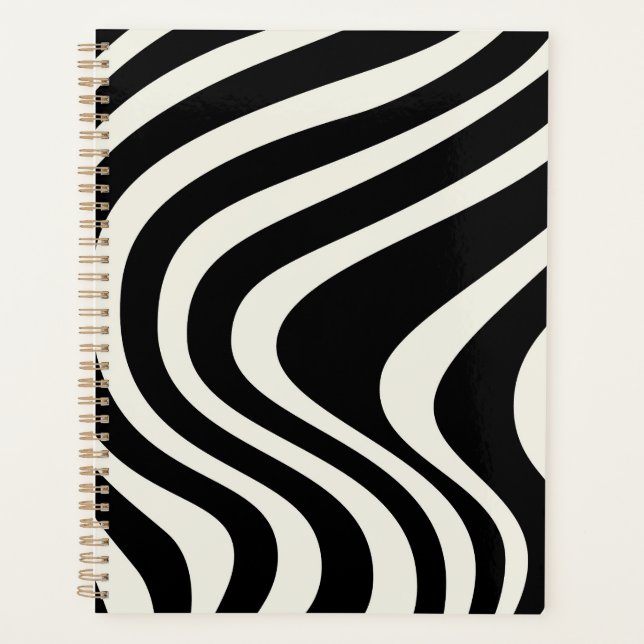 Black and white retro style waves planner (Front)