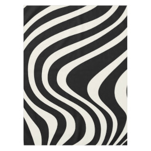 Black and white retro style waves tablecloth
