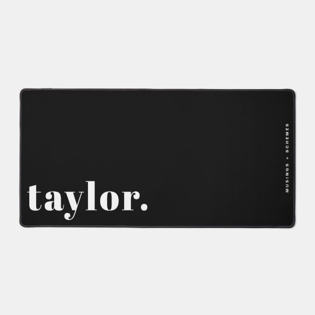 Black and White Retro Typography Personalised Desk Mat (Front)