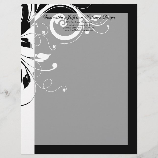 Black and White Reverse Swirl Letterhead (Front)