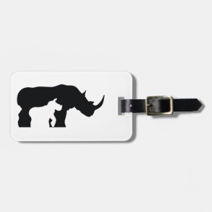 Black and White Rhino Luggage Tag