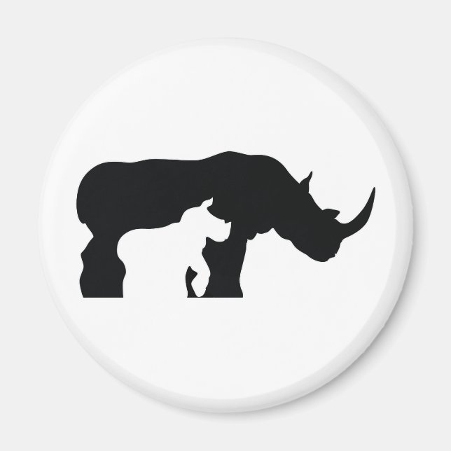 Black and White Rhino Magnet (Front)