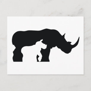 Black and White Rhino Postcard
