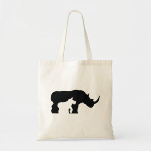 Black and White Rhino Tote Bag