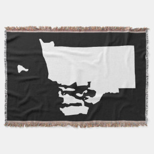 Black and White Rhode Island Shape Throw Blanket