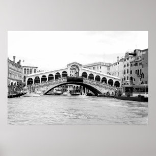 Black and White Rialto Bridge, Venice. Poster