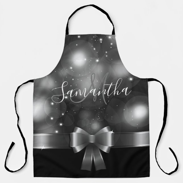Black and White Ribbon Apron (Front)