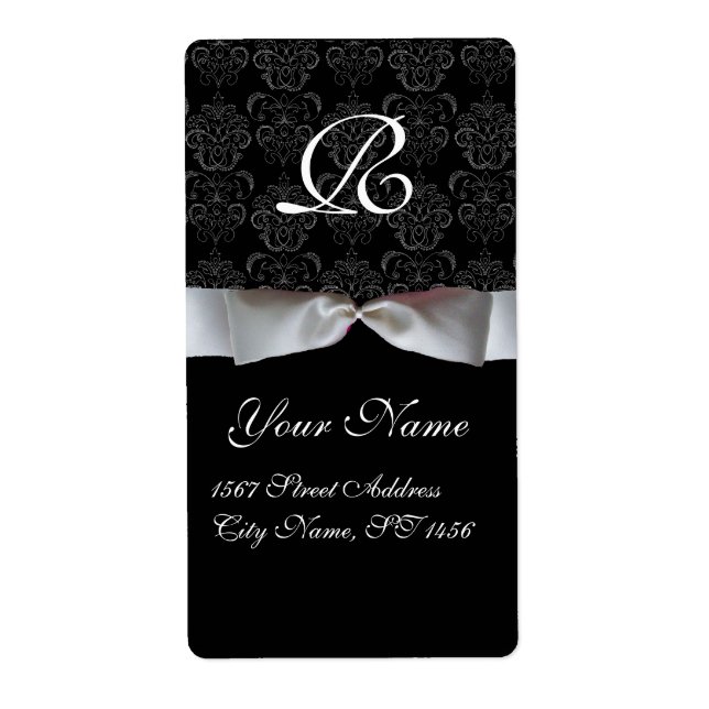 BLACK AND WHITE RIBBON DAMASK MONOGRAM (Front)
