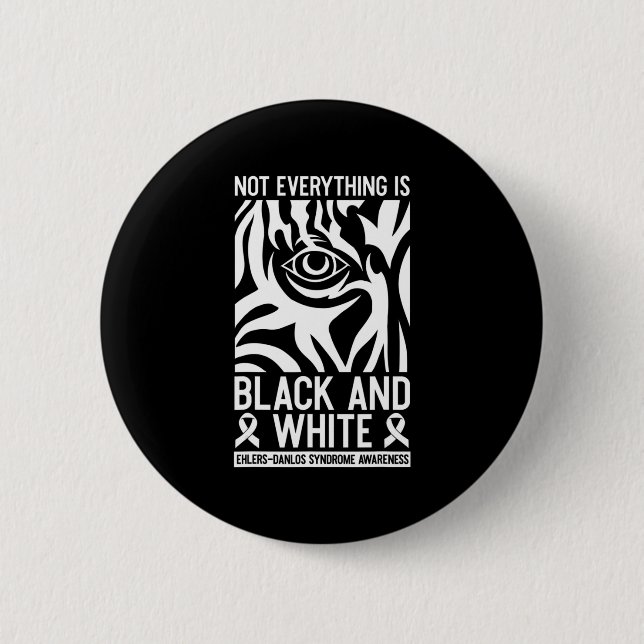 Black And White Ribbon Ehlers Danlos Zebra Rheumat 6 Cm Round Badge (Front)