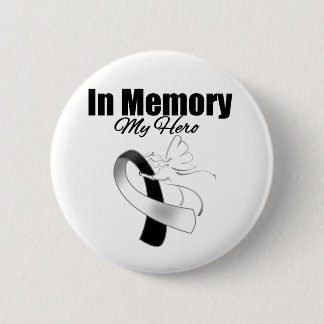 Black and White Ribbon In Memory of My Hero 6 Cm Round Badge