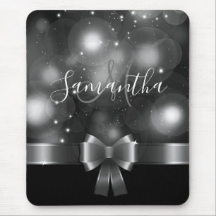 Black and White Ribbon Mouse Pad