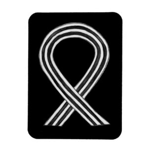 Black and White Ribbon Racism Awareness Magnets