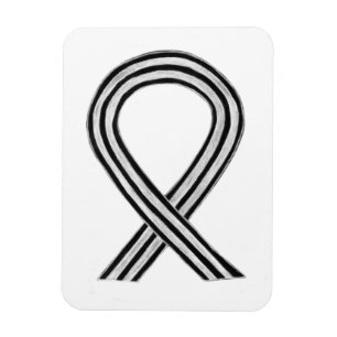 Black and White Ribbon Racism Awareness Magnets
