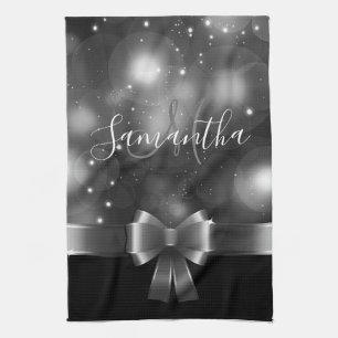 Black and White Ribbon Tea Towel