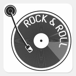 Black and White  Rock And Roll Vinyl Record Square Sticker