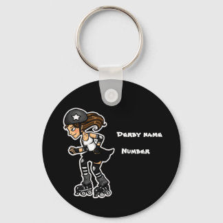 Black and White Roller Derby Jammer Customisable Key Ring