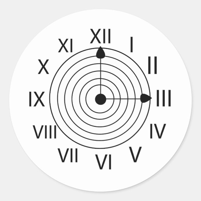 Black and White Roman Clock Design Classic Round Sticker (Front)