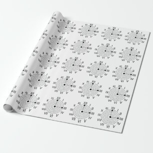 Black and White Roman Clock Design Wrapping Paper