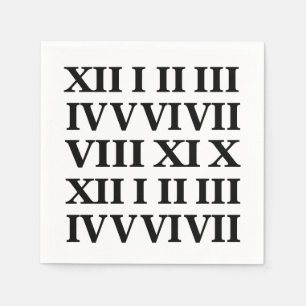Black and White Roman Numeral Party Napkin