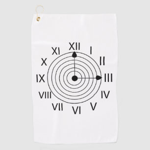 Black and White Roman Numerals Clock Golf Towel