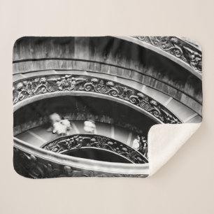 Black and White Roman Spiral Staircase Sherpa Blanket