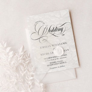 Black and White Romantic All In One Wedding Invitation