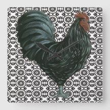 Black and White Rooster clock