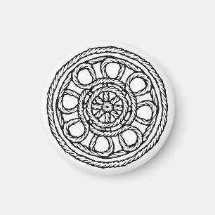 Black and white rope knot Celtic circle magnet