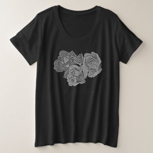 black and white rose and rose bud flowers plus size T-Shirt