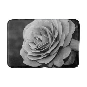 Black and White Rose Bath Mat