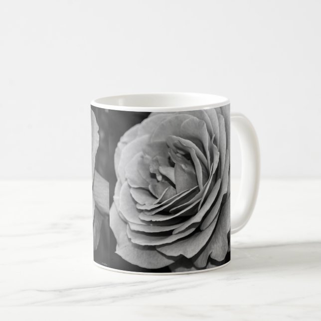Black and White Rose Coffee Mug (Front Right)