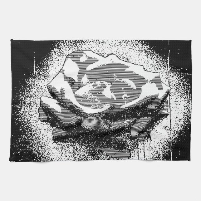 Black And White Rose Fine Art Tea Towel (Horizontal)