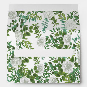 Black and White Rose Floral Wedding Envelope
